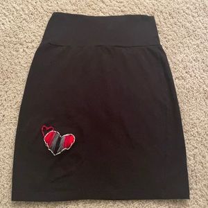 Black with red heart design mini skirt sz xs from Charlotte Russe